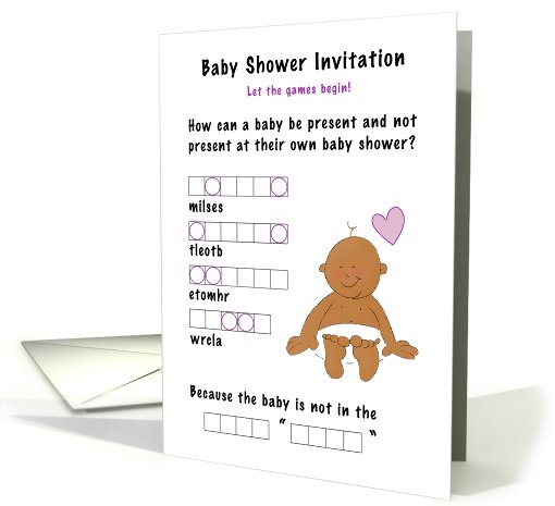 Baby shower invitation game! Cartoon baby word jumble. card (630885)