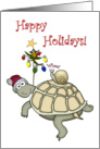 Happy Holidays. Turtley Awesome! Cartoon turtle and snail. card