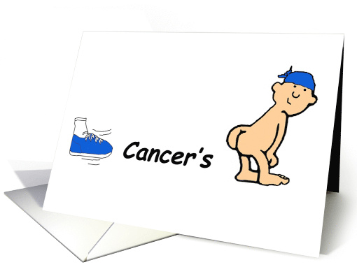 Kick Cancer's Butt Encouragement Humor Blue Sneaker card (1641534)