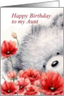 Bear holding flowers for Aunt card