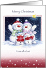 merry christmas from Cute snowman family. card
