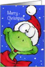 Merry Christmas and Happy New Year with funny frog. card