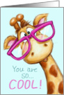 Cute funny giraffe wearing huge glasses,birthday for 50! card
