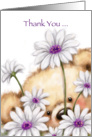 Cute furry bear holding beautiful flowers, thank you greeting card. card