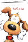 Surprised looking humorous dog with bone, thank you. card