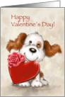 Cute dog with heart, Happy Valentine’s Day. card