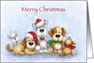 A cute group of dogs greeting for Christmas card