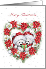 Close up couple bear cuddling in Christmas wreath, merry christmas card