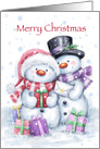 Cute snowman couple with letter and Christmas Presents for Both of You card