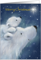 Polar bear and cub,Merry Christmas to the best grandfather with love card