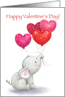 Cute elephant sitting with heart shaped balloons,Happy Valentine’s Day card