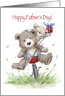 Bear father and cub bicycling to go fishing, Happy Father’s Day card