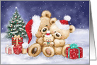 Merry Christmas for all of You, Family Bear with Presents with Tree card