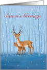 Season’s Greetings, Deer and Fawn in Snowy Forest card