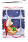 Missing You at Christmas, Cute Bear Sitting and looking at Star card
