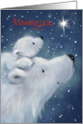 Missing You at Christmas, Polar bear and Cub Looking at Bright Star card