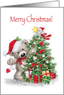 Merry Christmas MY Grandson, Cute Bear with decorated tree card