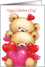 Happy Valentine’s Day, Cute Bear Couple with Red Hearts card