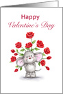 Happy Valentine’s Day, Cute Mouse Holding Red Roses Behind Him card