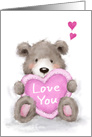 Happy Valentine’s, Cute Bear Holding Heart Shaped Cushion card