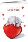 Love You, Elephant Sleeping On Big Heart card