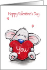 Valentine’s Day, Cute Mouse Holding Red Heart Cushion card