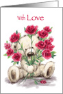 Cute Bear with Red Roses, Happy Valentine’s Day with Love card