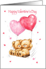 Valentine’s Day, Cute Bear Couple on Swing with Heart Balloons card