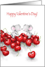 Valentine’s Day, Cute Two mouse on Heart Shaped Red Cherries card