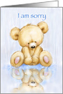 I am Sorry, Cute Bear Feeling Sorry in Rain card