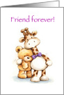 Friend Forever, Giraffe and Bear Cuddling Together card