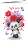 Thank You Panda with Beautiful Flowers and Butterfly card