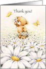 Thank You Bear in Flower Field with Butterfly card