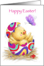 Cute Chick Popping Up from Colorful Painted Egg, Happy Easter card