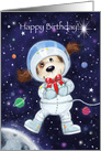 Happy Birthday, Cute Dog Astronaut in Space card