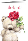 Bear with Red Rosed, Thank You card