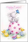 Happy Easter, Rabbit and chicks with Painted Eggs card