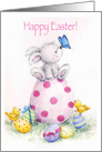 Happy Easter for Mom, Rabbit and Chicks with Painted Eggs card