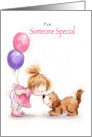 For Someone Special, Girl Kissing a Dog with Balloons card