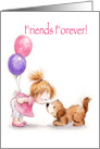 Friends Forever, Girl Kissing a Dog with Balloons card