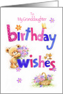 Birthday Wishes for Granddaughter, Bear with Soft Color Flowers card