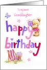 Happy Birthday Granddaughter, Bear with Soft Color Letters card