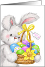 Happy Easter, Bunny with Basket of Painted Eggs card