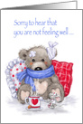 Get Well Soon, Sick Bear with Bandages and Nurse Mouse card
