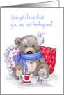 Get Well Soon My Friend, Sick Bear with Bandages and Nurse Mouse card