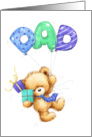 Happy Birthday DAD Bear Flying with Balloons and Presents card