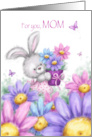 Happy Birthday Day MOM Rabbit with Flower Pot card