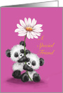 Special Friend, Two Pandas Holding a Daisy Together card