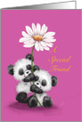 Special Friend, Two Pandas Holding a Daisy Together card