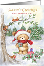 Cute Bear in Wood for Christmas Greetings card